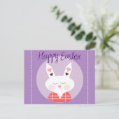 Happy Easter Bunny Paarse Briefkaart (Staand voorkant)