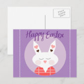 Happy Easter Bunny Paarse Briefkaart (Voorkant / Achterkant)