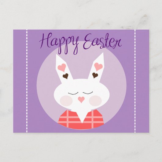 Happy Easter Bunny Paarse Briefkaart (Voorkant)