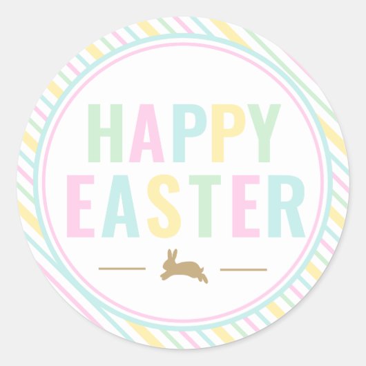 Happy Easter Bunny Pastel Sticker (Voorkant)