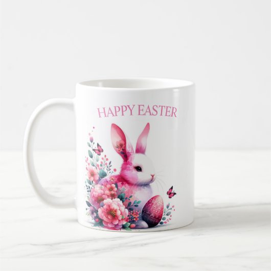 Happy Easter Bunny Pink Koffiemok (Links)