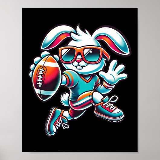 Happy Easter Bunny Quarterback Receiver Football B Poster (Voorkant)