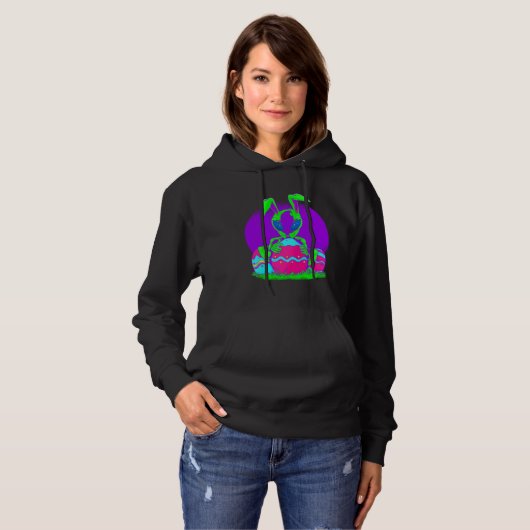 happy Easter Bunny rabbit alien Egg extraterrestri Hoodie (Voorkant volledig)