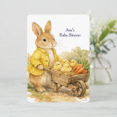 Happy Easter Bunny Rabbit Baby Shower Invitation Kaart (Staand voorkant)