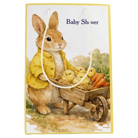 Happy Easter Bunny Rabbit Baby Shower Medium Cadeauzakje (Voorkant)