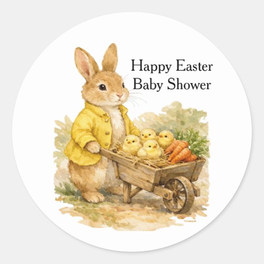 Happy Easter Bunny Rabbit Baby Shower Ronde Sticker (Voorkant)