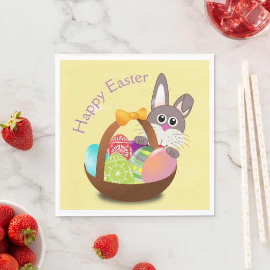 Happy Easter Bunny Rabbit Basket Egg Dinner Servet (Insitu)