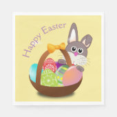 Happy Easter Bunny Rabbit Basket Egg Dinner Servet (Voorkant)