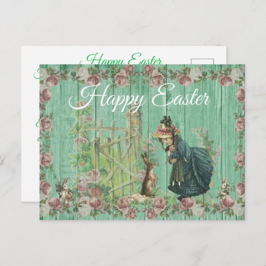 Happy Easter Bunny Rabbit briefkaart (Voorkant / Achterkant)