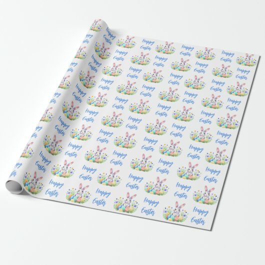 Happy Easter Bunny Rabbit Cadeaupapier (Uitgerold)