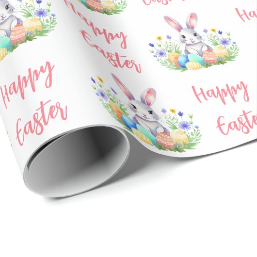 Happy Easter Bunny Rabbit Cadeaupapier (Rol Hoek)