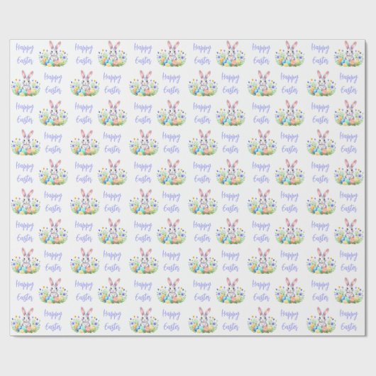 Happy Easter Bunny Rabbit Cadeaupapier (Vlak)
