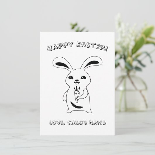 Happy Easter Bunny Rabbit Coloring Page (Staand voorkant)