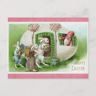 Happy Easter  Bunny Rabbit Egg Gnome Briefkaart
