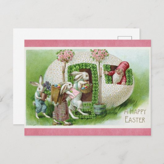 Happy Easter  Bunny Rabbit Egg Gnome Briefkaart (Voorkant / Achterkant)