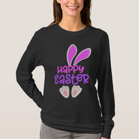 Happy Easter Bunny Rabbit Egg Hunt Cute Ears Girls T-shirt (Voorkant)