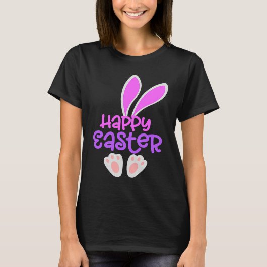 Happy Easter Bunny Rabbit Egg Hunt Cute Ears Girls T-shirt (Voorkant)