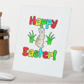 Happy Easter Bunny Rabbit Eggs Reclamebord Met Voetstuk (Insitu)