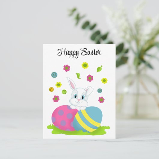 Happy Easter Bunny Rabbit Feestdagenkaart (Staand voorkant)