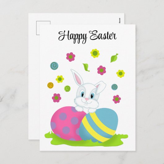 Happy Easter Bunny Rabbit Feestdagenkaart (Voorkant / Achterkant)