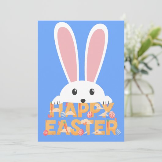 Happy Easter Bunny Rabbit Feestdagenkaart (Staand voorkant)