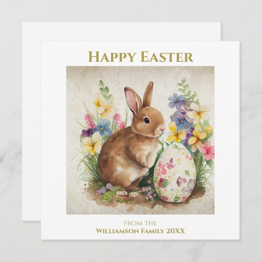 Happy Easter Bunny Rabbit - Gepersonaliseerd Feestdagenkaart (Voorkant / Achterkant)