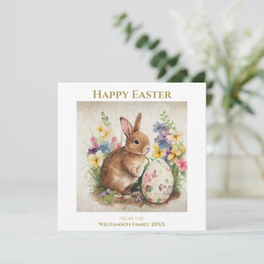 Happy Easter  Bunny Rabbit - Gepersonaliseerd Feestdagenkaart (Staand voorkant)