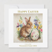 Happy Easter Bunny Rabbit - Gepersonaliseerd Feestdagenkaart (Voorkant)
