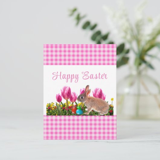 Happy Easter Bunny Rabbit Holiday Briefkaart (Staand voorkant)