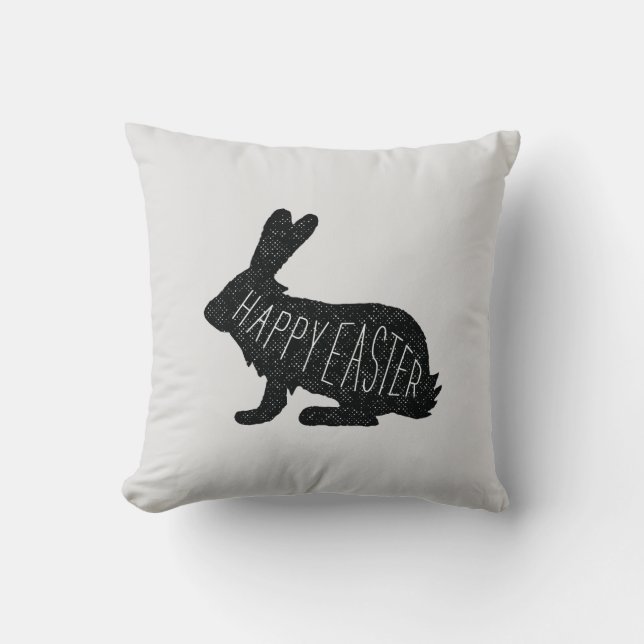 Happy Easter Bunny Rabbit Monochrome Sierkussen (Voorkant)