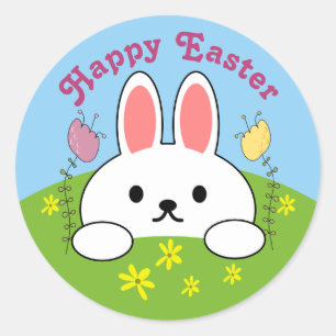 Happy Easter Bunny Rabbit Ronde Sticker