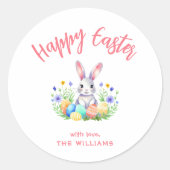 Happy Easter Bunny Rabbit Ronde Sticker (Voorkant)