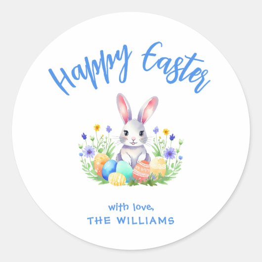 Happy Easter Bunny Rabbit Ronde Sticker (Voorkant)