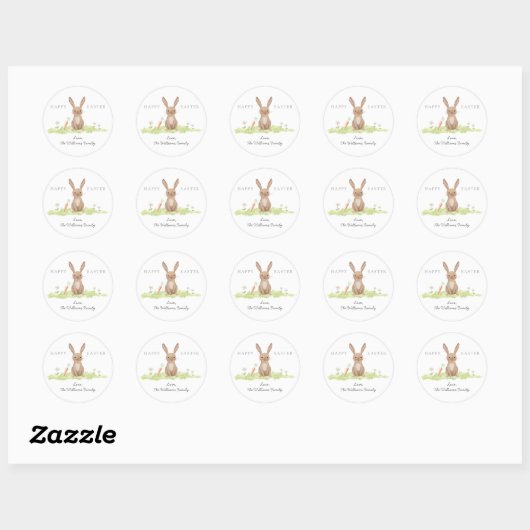 Happy Easter Bunny Rabbit Ronde Sticker (Vel)