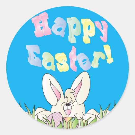 Happy Easter Bunny Rabbit Ronde Sticker (Voorkant)