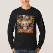 Happy Easter Bunny Rainbow Monkey  Easter Egg Hunt T-shirt (Voorkant)