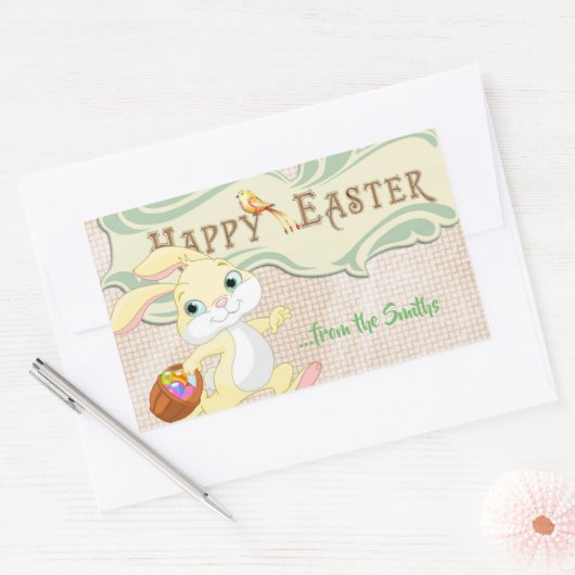 Happy Easter Bunny Rechthoekige Sticker (Envelop)