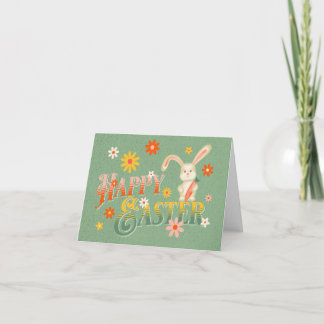 Happy Easter Bunny Retro - persoonlijk kleurig Feestdagen Kaart