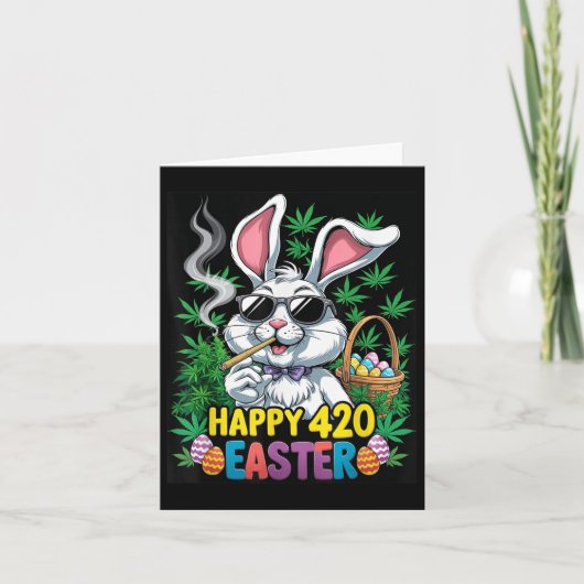 Happy Easter Bunny Roken Weed Funny 2025 Kaart (Voorkant)
