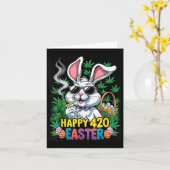 Happy Easter Bunny Roken Weed Funny 2025 Kaart (Gele Bloem)