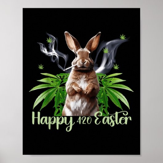 Happy Easter Bunny Roken Wiet Grappig Poster (Voorkant)