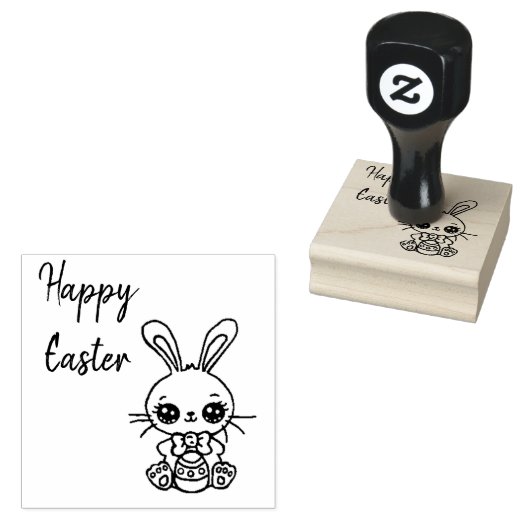Happy Easter Bunny Rubberstempel (Gestempeld)
