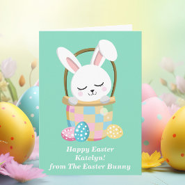 Happy Easter Bunny Schattige Pastel Green Custom Kaart