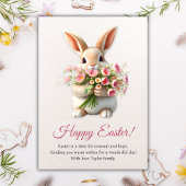 Happy Easter Bunny Schattige Spring Flower Pink Tu Feestdagenkaart