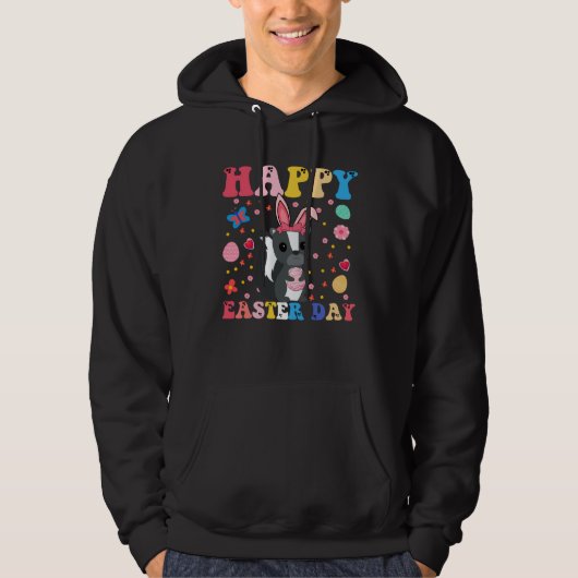 Happy Easter Bunny Skunk Easter Day Groovy Hoodie (Voorkant)