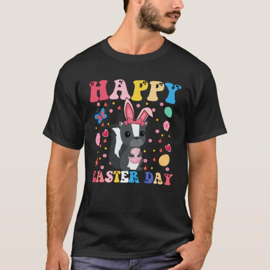 Happy Easter Bunny Skunk  Easter Day Groovy T-shirt (Voorkant)