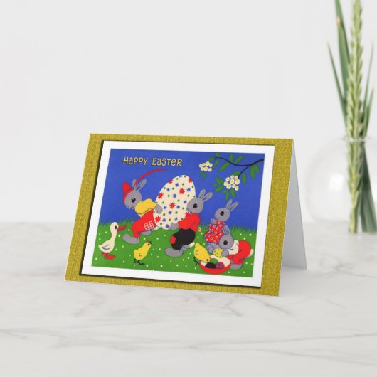 HAPPY EASTER BUNNY SPEL & KLEUR FEESTDAGEN KAART (Voorkant)
