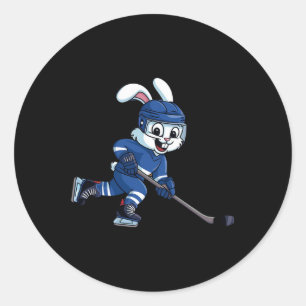 Happy Easter Bunny Spelen IJshockey Pasen Sport Ronde Sticker
