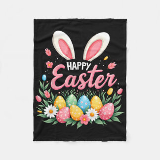 Happy Easter Bunny Spring Easter Egg Easter Shirts Fleece Deken