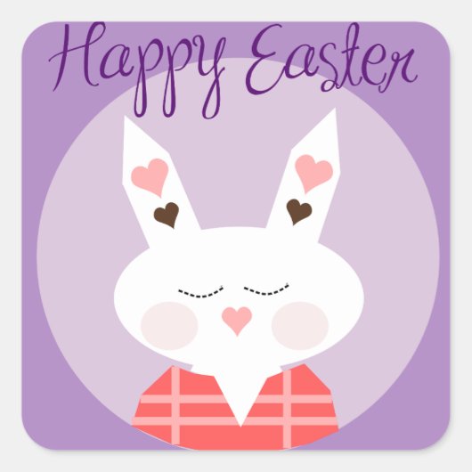 Happy Easter Bunny Square Sticker (Voorkant)